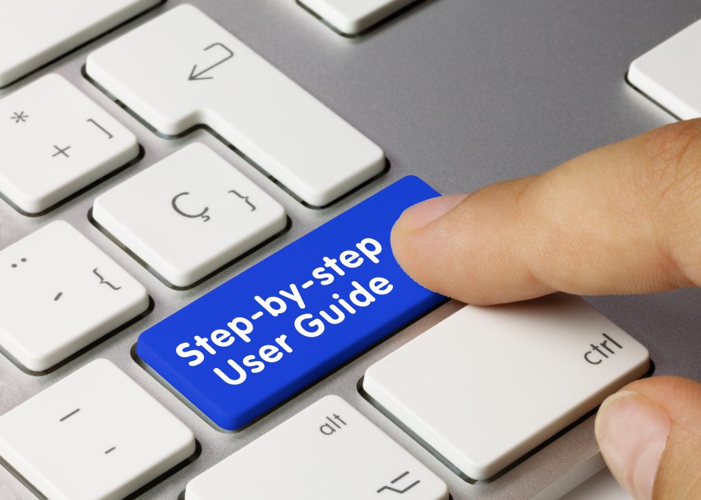 Pushing blue Step-by-step User Guide button